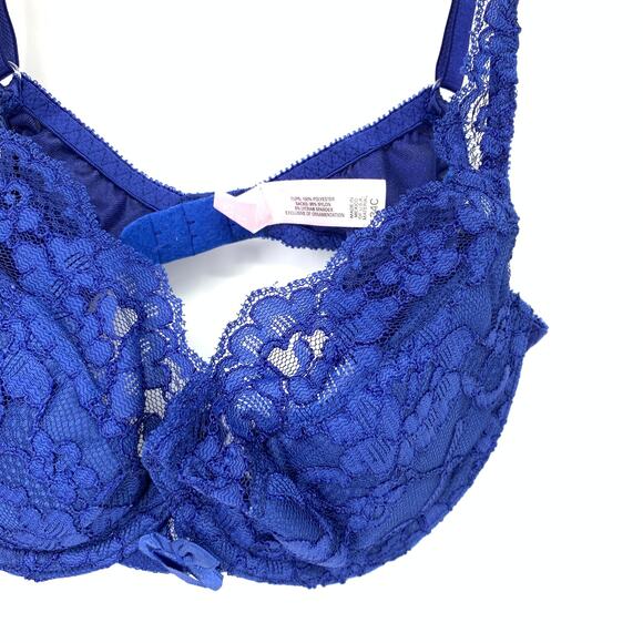 Victoria's Secret Bra Women's Size 34C Push Up Padded Lace Bralette Blue Y2K - Picture 4 of 5